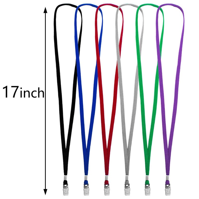 Beebel Lanyard 100 Pack Black Badge Lanyards Flat Lanyards Round 32" with Badge Clip - Image 2